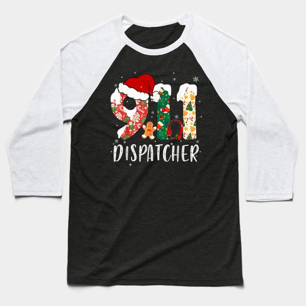 911 Dispatcher Christmas Baseball T-Shirt by Shirts by Jamie